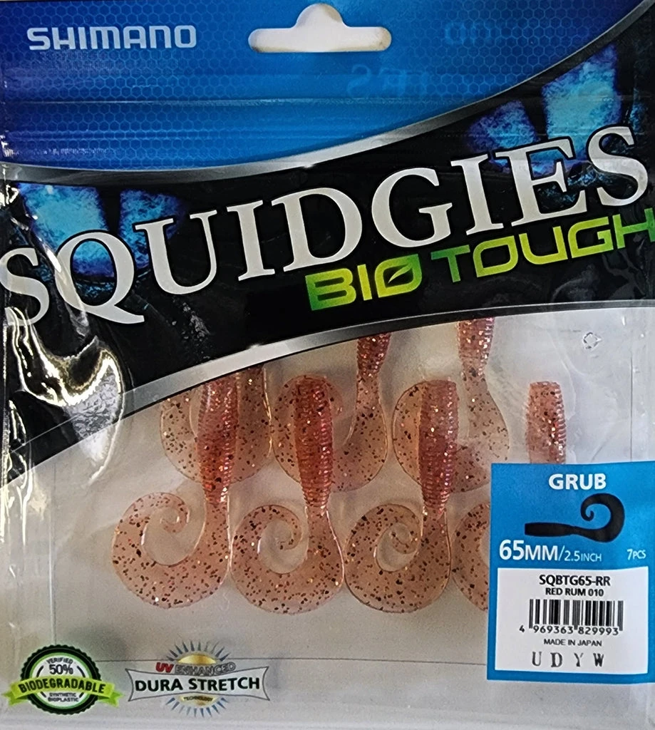 Shimano Squidgies Bio Tough 65mm Grub Red Rum 7 Pcs 3 Shimano Squidgies Bio Tough 65mm Grub Red Rum 7 Pcs